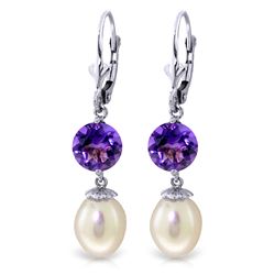 ALARRI 11.1 Carat 14K Solid White Gold Head Over Heels Pearl Amethyst Earrings