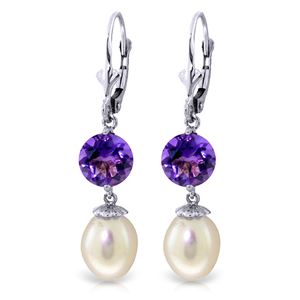 ALARRI 11.1 Carat 14K Solid White Gold Head Over Heels Pearl Amethyst Earrings