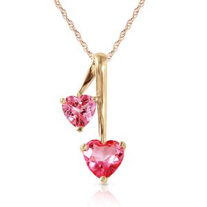 ALARRI 1.4 Carat 14K Solid Gold Hearts Necklace Natural Pink Topaz