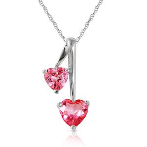 ALARRI 1.4 Carat 14K Solid White Gold Hearts Necklace Natural Pink Topaz