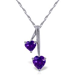 ALARRI 1.4 Carat 14K Solid White Gold Hearts Necklace Natural Purple Amethyst