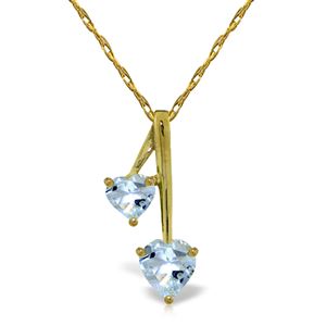 ALARRI 1.4 Carat 14K Solid Gold Hearts Necklace Natural Aquamarine