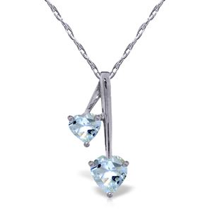 ALARRI 1.4 Carat 14K Solid White Gold Hearts Necklace Natural Aquamarine