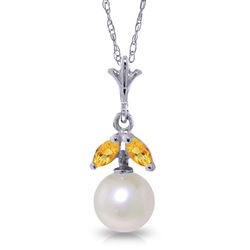 ALARRI 2.2 Carat 14K Solid White Gold Necklace Natural Pearl Citrine