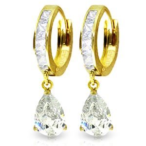 ALARRI 4.2 Carat 14K Solid Gold Huggie Earrings Dangling White Topaz