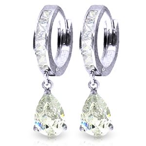 ALARRI 4.2 Carat 14K Solid White Gold Huggie Earrings Dangling White Topaz