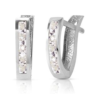 ALARRI 1.2 CTW 14K Solid White Gold Oval Huggie Earrings White Topaz