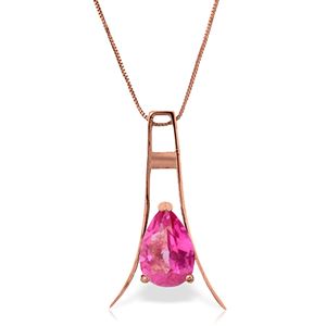 ALARRI 14K Solid Rose Gold Necklace w/ Natural Pink Topaz