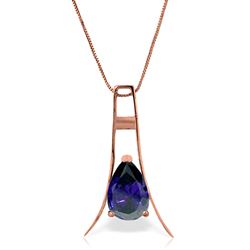 ALARRI 14K Solid Rose Gold Necklace w/ Natural Sapphire