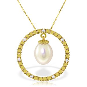 ALARRI 4.1 CTW 14K Solid Gold Diamond Pearl Circle Of Love Necklace