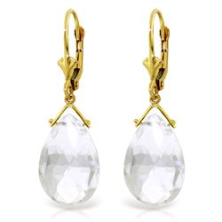 ALARRI 10.2 CTW 14K Solid Gold Leverback Earrings Briolette White Topaz