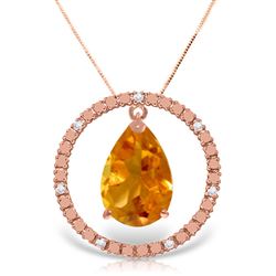 ALARRI 14K Solid Rose Gold Diamonds & Citrine Circle Of Love Necklace