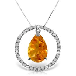 ALARRI 6.6 Carat 14K Solid White Gold Diamond Citrine Circle Of Love Necklace