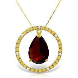 ALARRI 6.6 Carat 14K Solid Gold Diamond Garnet Circle Of Love Necklace