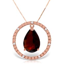 ALARRI 14K Solid Rose Gold Diamonds & Garnet Circle Of Love Necklace
