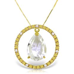 ALARRI 6.6 Carat 14K Solid Gold Diamond White Topaz Circle Of Love Necklace