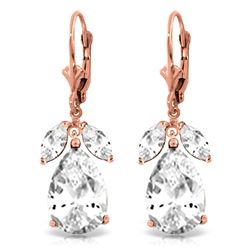 ALARRI 13 Carat 14K Solid Rose Gold Leverback Earrings Natural Rose Topaz