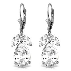 ALARRI 13 CTW 14K Solid White Gold Leverback Earrings Natural White Topaz