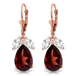 ALARRI 13 Carat 14K Solid Rose Gold Leverback Earrings Garnet Rose Topaz