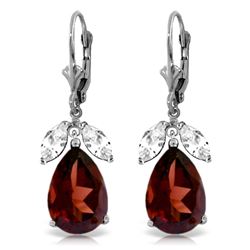 ALARRI 13 CTW 14K Solid White Gold Leverback Earrings Garnet White Topaz