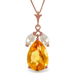 ALARRI 14K Solid Rose Gold Necklace w/ Citrines & Rose Topaz