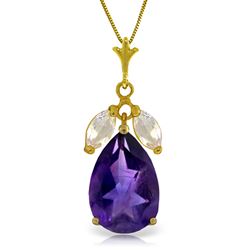 ALARRI 6.5 CTW 14K Solid Gold Necklace Purple Amethyst White Topaz