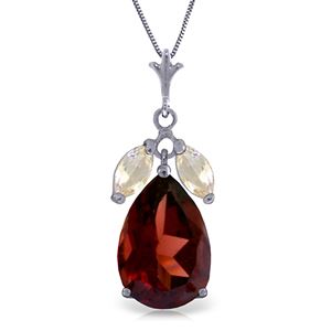 ALARRI 6.5 Carat 14K Solid White Gold Necklace Garnet White Topaz