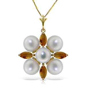 ALARRI 6.3 Carat 14K Solid Gold No Hesitation Citrine Pearl Necklace