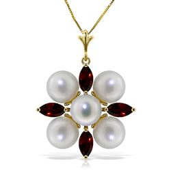 ALARRI 6.3 Carat 14K Solid Gold Explore The Senses Garnet Pearl Necklace