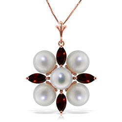 ALARRI 6.3 CTW 14K Solid Rose Gold Snowflake Pearl Emerald Necklace
