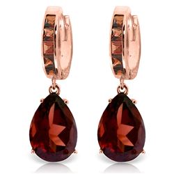 ALARRI 13.2 Carat 14K Solid Rose Gold Garnet Hoop Drop Earrings