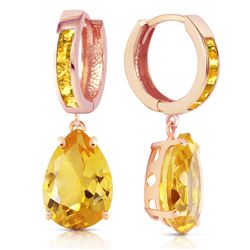 ALARRI 13.2 Carat 14K Solid Rose Gold Citrine Hoop Drop Earrings