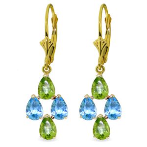 ALARRI 4.5 Carat 14K Solid Gold First Love Blue Topaz Peridot Earrings