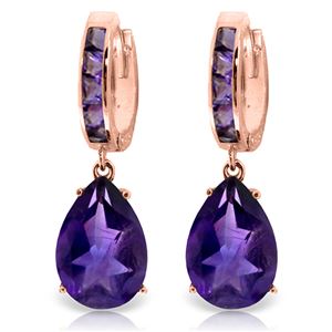 ALARRI 13.2 Carat 14K Solid Rose Gold Amethyst Hoop Drop Earrings