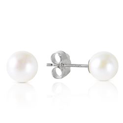 ALARRI 4 Carat 14K Solid White Gold Stud Earrings Natural Pearl