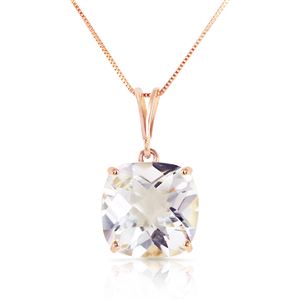 ALARRI 3.6 Carat 14K Solid Rose Gold Necklace Natural Checkerboard Cut White Topaz