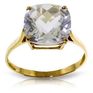 ALARRI 3.6 Carat 14K Solid Gold Ring Natural Checkerboard Cut White Topaz