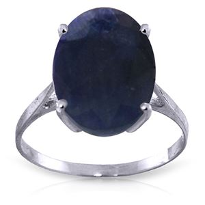 ALARRI 8.5 Carat 14K Solid White Gold Ring Natural Oval Sapphire