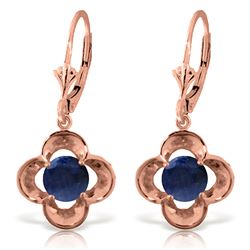 ALARRI 1.1 Carat 14K Solid Rose Gold Leverback Earrings Natural Sapphire