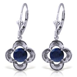 ALARRI 1.1 Carat 14K Solid White Gold Leverback Earrings Natural Sapphire