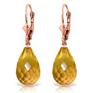 ALARRI 14 Carat 14K Solid Rose Gold Citrine Briolette Swing Earrings