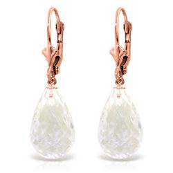 ALARRI 14 Carat 14K Solid Rose Gold White Amethyst Swing Earrings