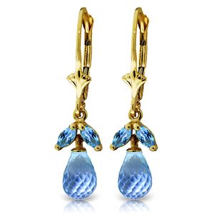 ALARRI 3.4 Carat 14K Solid Gold Gefion Blue Topaz Earrings