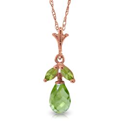 ALARRI 14K Solid Rose Gold Necklace w/ Natural Peridots