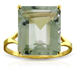 ALARRI 6.5 Carat 14K Solid Gold Ring Natural Octagon Green Amethyst