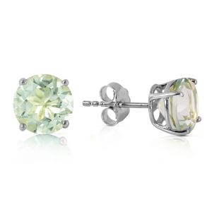 ALARRI 3.1 Carat 14K Solid White Gold Stud Earrings Natural Green Amethyst