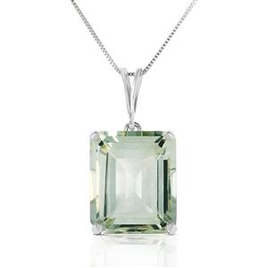 ALARRI 6.5 Carat 14K Solid White Gold Necklace Octagon Green Amethyst