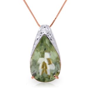 ALARRI 5 CTW 14K Solid Rose Gold Ocean Green Amethyst Necklace