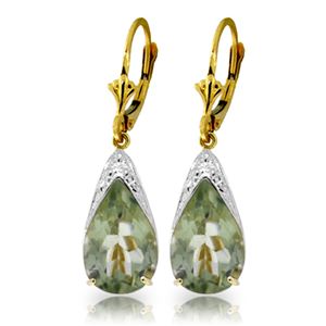 ALARRI 10 Carat 14K Solid Gold Leverback Earrings Natural Green Amethyst