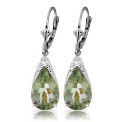 ALARRI 10 Carat 14K Solid White Gold Leverback Earrings Natural Green Amethyst